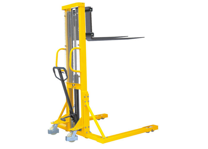 0 5 Ton Manual Straddle Pallet Stacker Dengan Garpu Disesuaikan Warna Kuning
