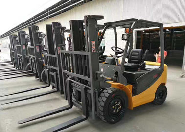 Yellow Industrial Lift Truck, Battery Powered Forklift Dengan Dua Lifting Cylinder